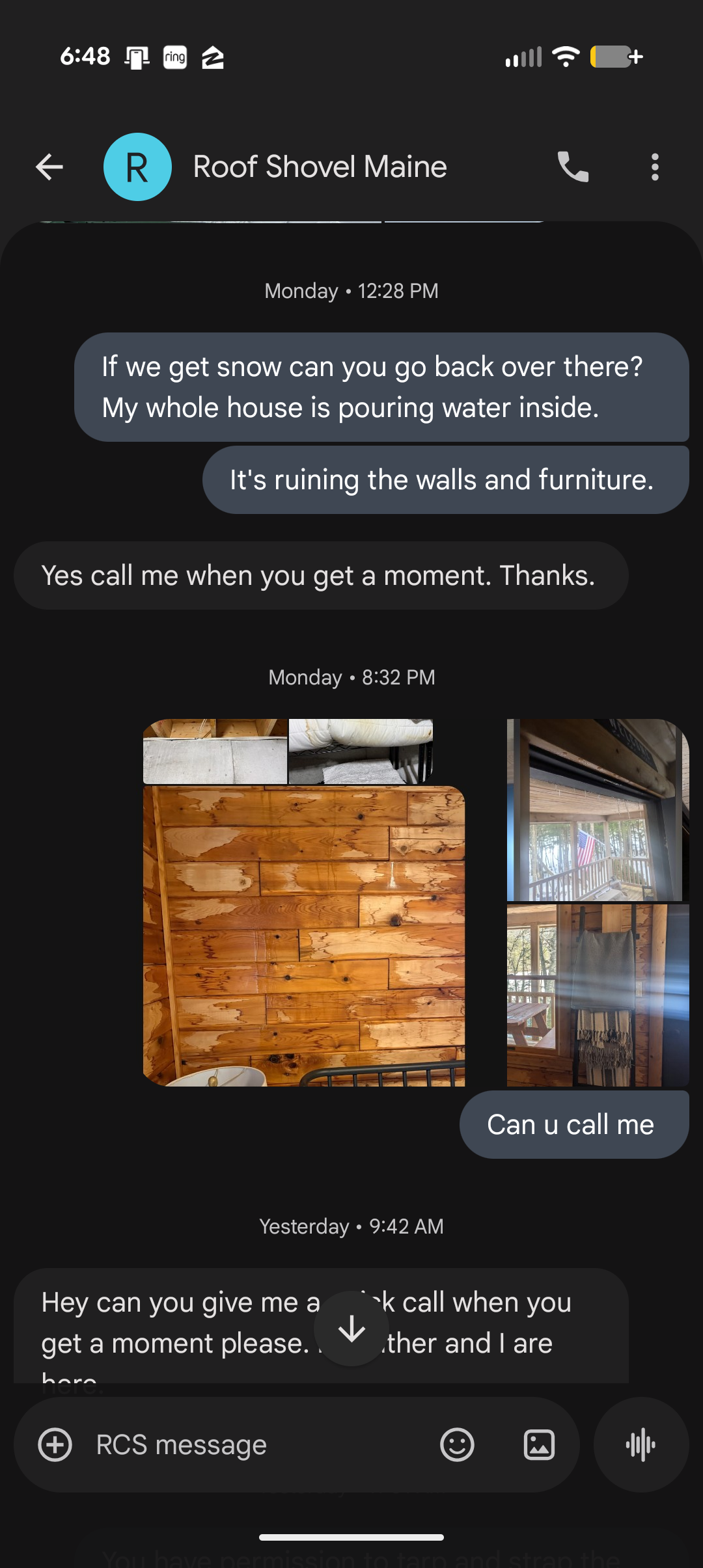 Extensive Water Damage to Log Cabin Walls