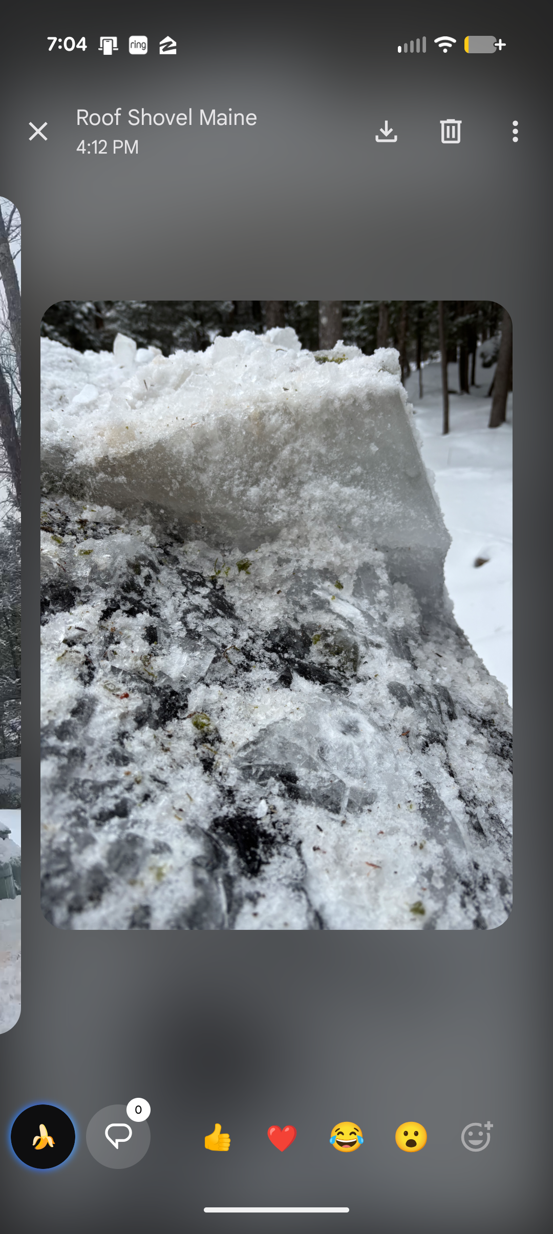 Removed Ice Block — Shingle Granule Loss Visible