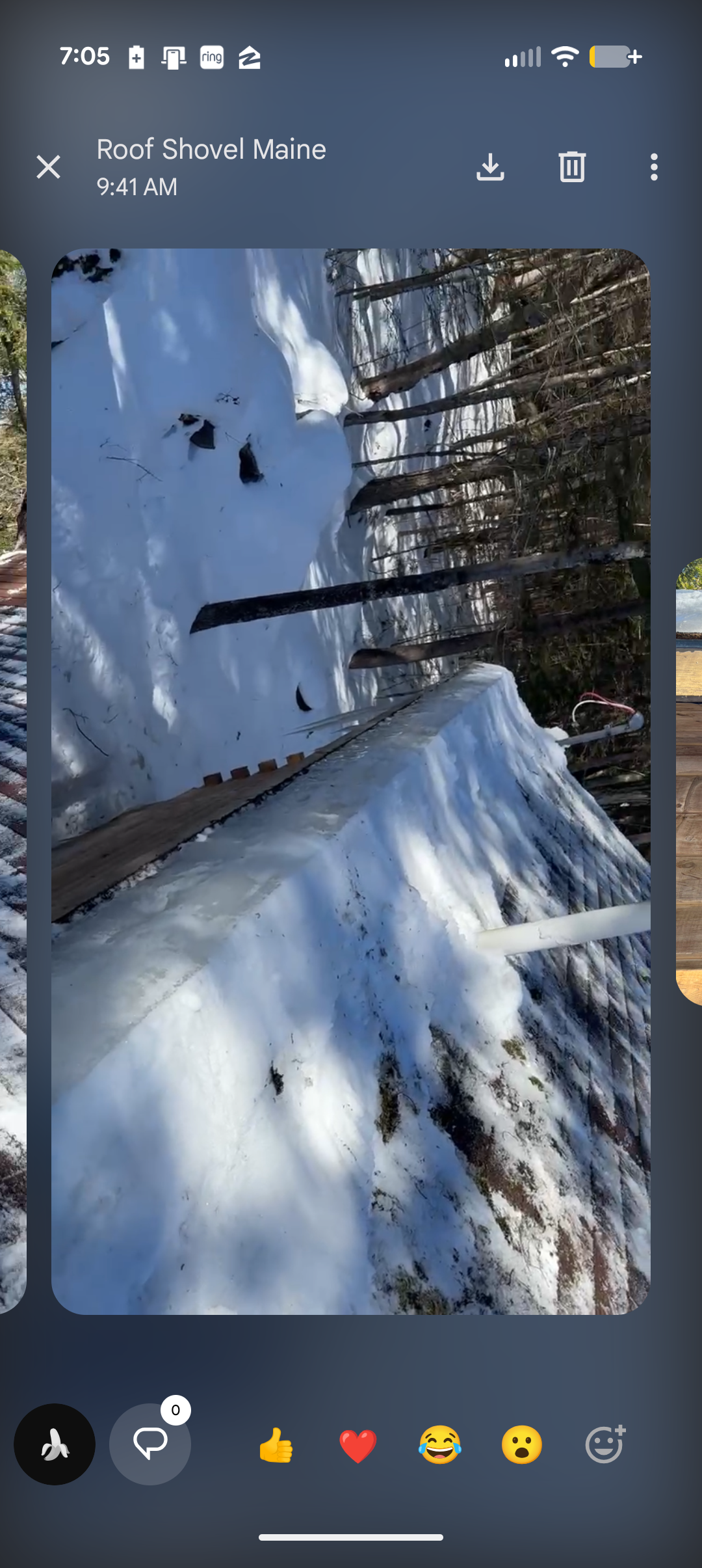 Full Ice Dam Extent Along Entire Eave — Aerial View